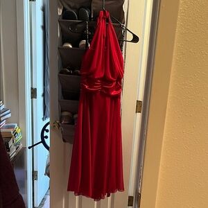 Elegant Red Backless Dress